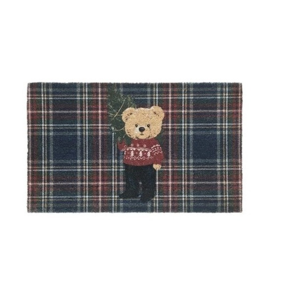 My Texas House Teddy Bear Plaid Outdoor Coir Doormat, 18x30, Christmas 2026